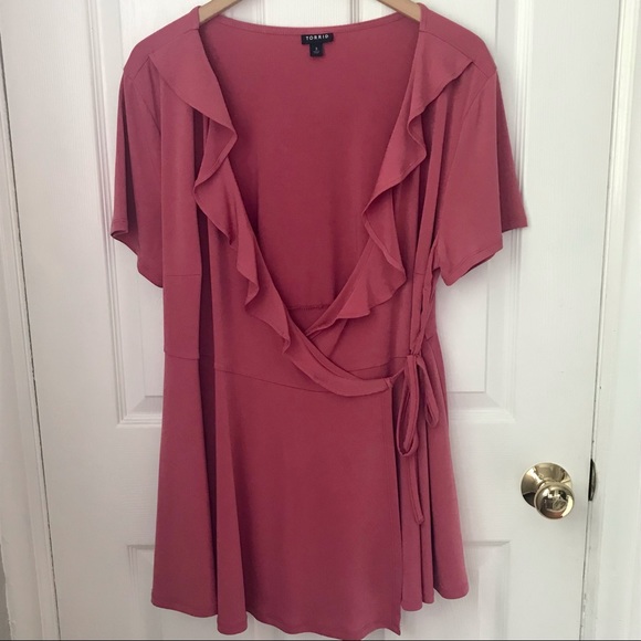 Torrid Rose Pink Knit Ruffle Tie Top Plus Size 3X - Picture 4 of 9